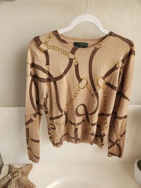 Lauren Ralph Lauren Lightweight Equestrian Sweater Size Large